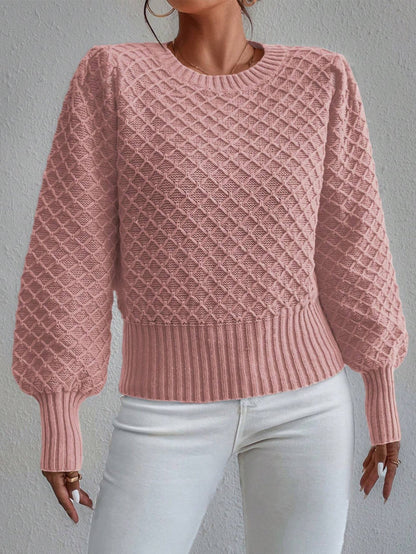 Women's Long Sleeve Textured Knit Sweater - Fashinoza