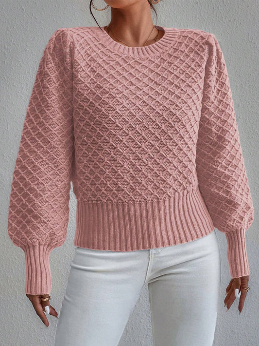 Women's Long Sleeve Textured Knit Sweater - Fashinoza