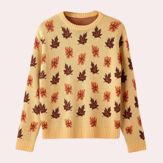 Women's Patterned Crewneck Sweater - Fashinoza