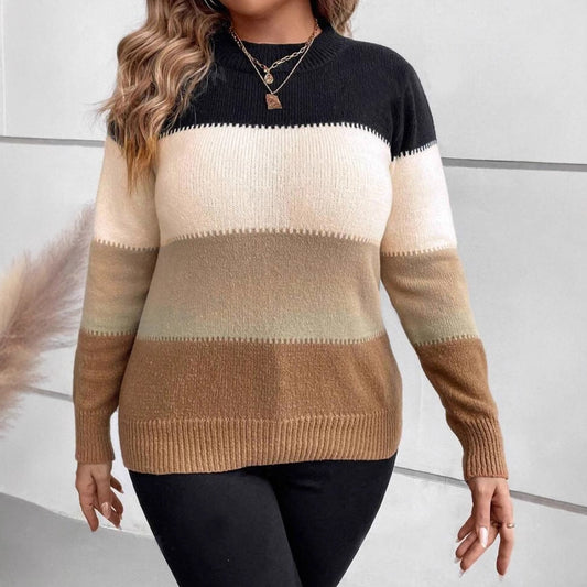 Women's Relaxed Fit Striped Sweater - Fashinoza