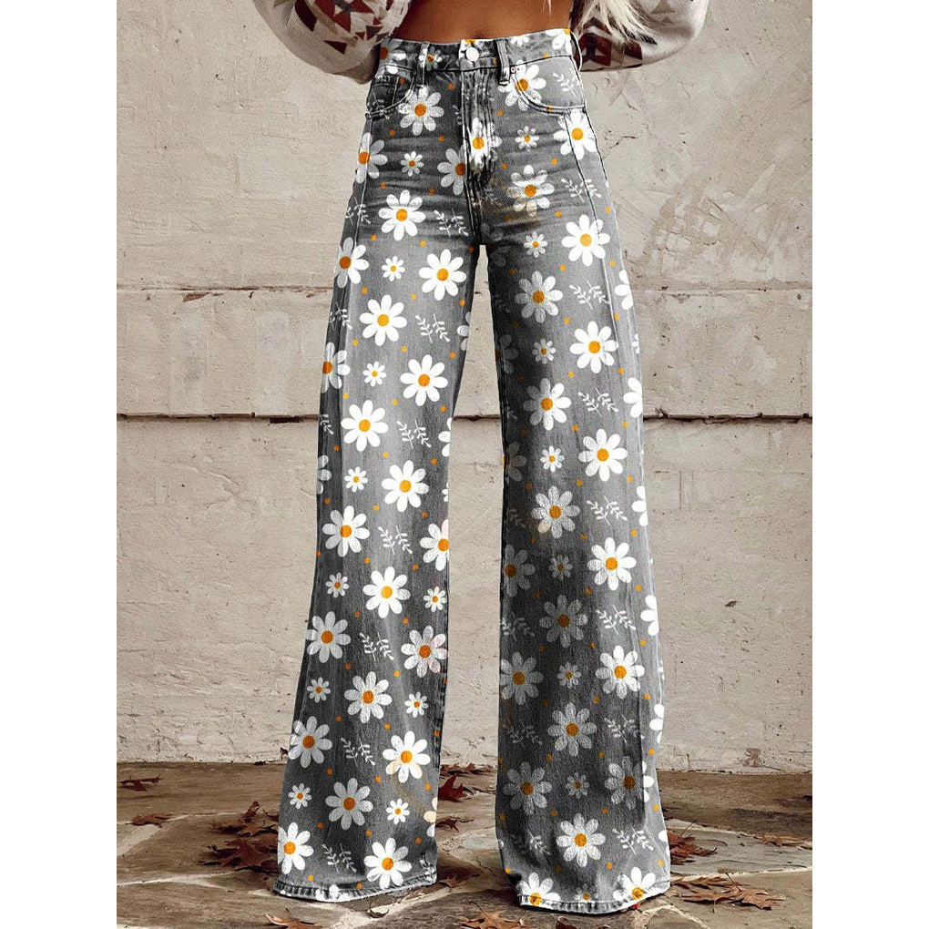 Women's Floral Print Long Pants - Fashinoza