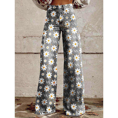 Women's Floral Print Long Pants - Fashinoza