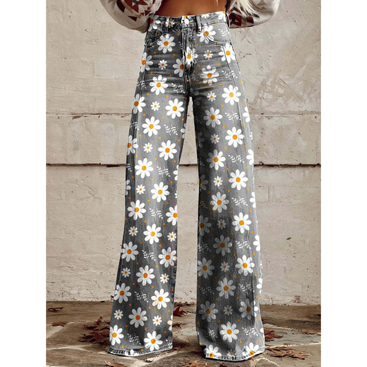 Women's Floral Print Long Pants - Fashinoza