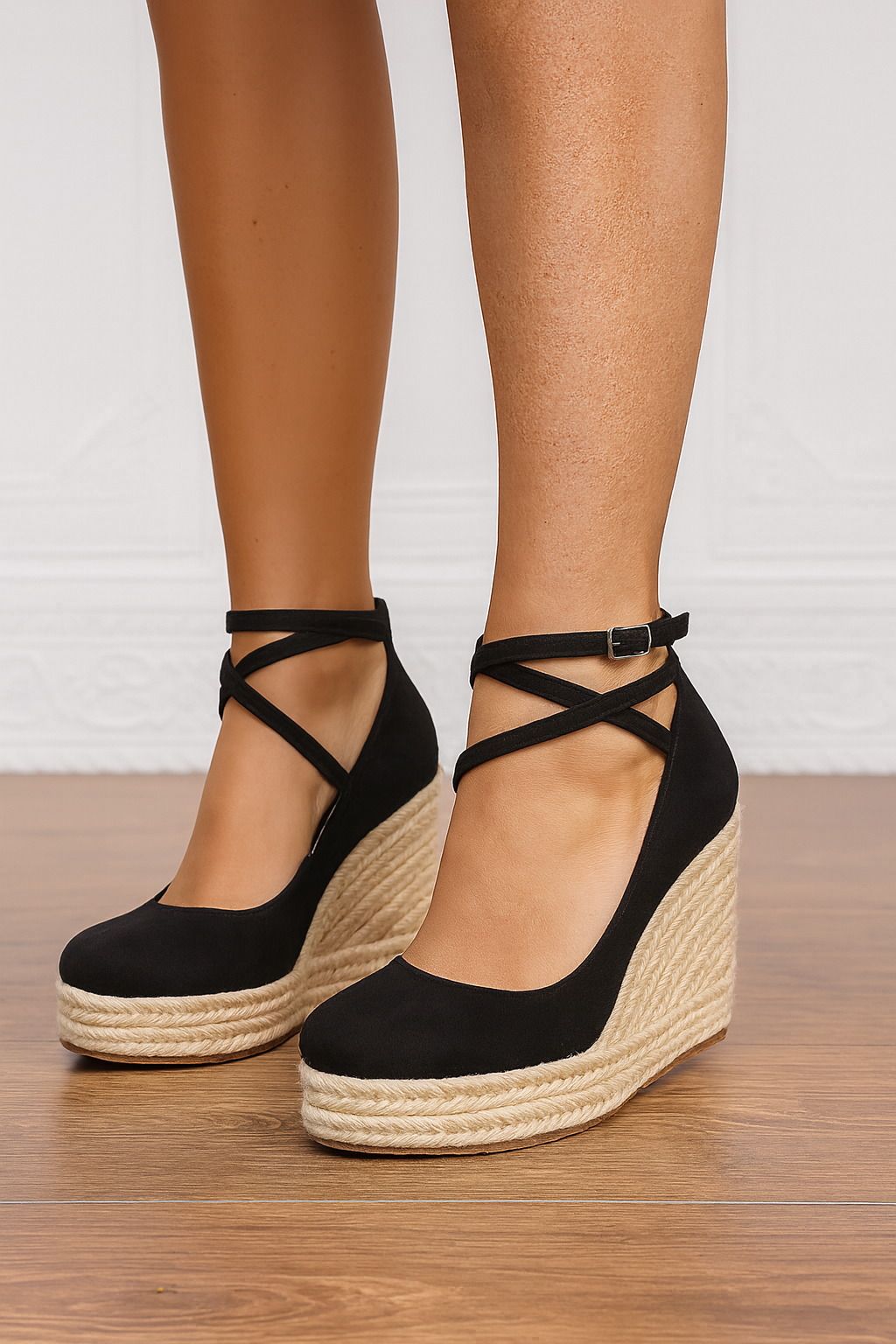 Women's Wedge Heel Ankle Strap Platform Shoes - Fashinoza