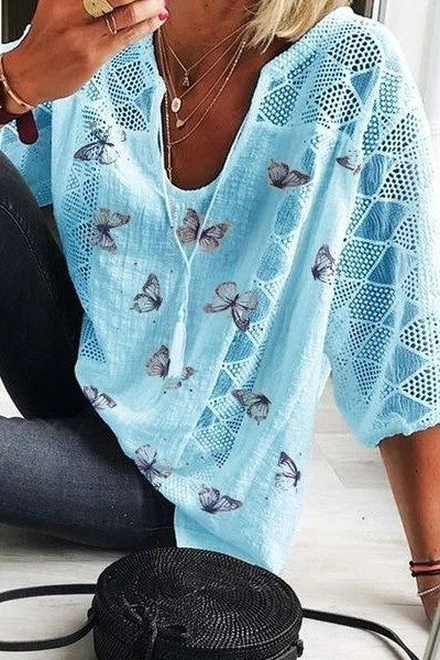 Image of Jessica | Women's Butterfly Lace Sleeve Blouse