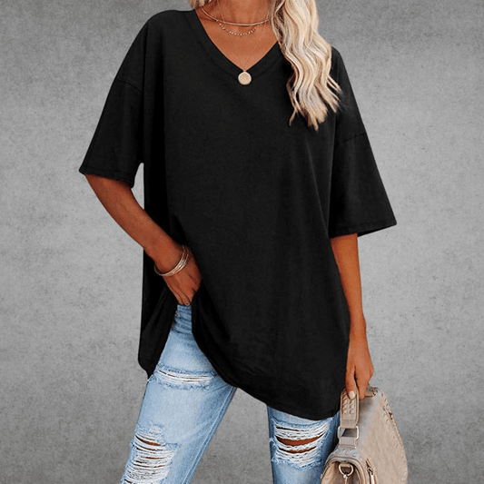 Women's Oversized V-Neck T-Shirt - Fashinoza