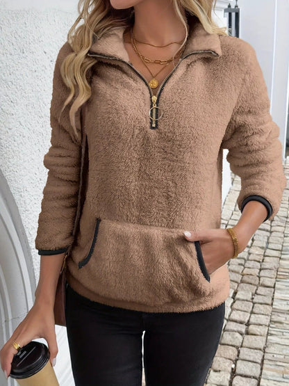 Women's Half Zip Fleece Sweater - Fashinoza