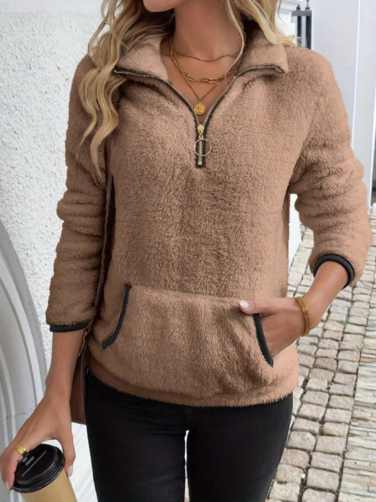 Women's Half Zip Fleece Sweater - Fashinoza