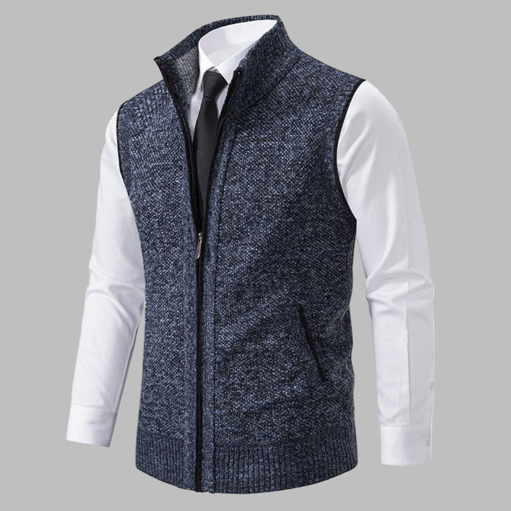 Men's Knitted Zip Up Vest - Fashinoza