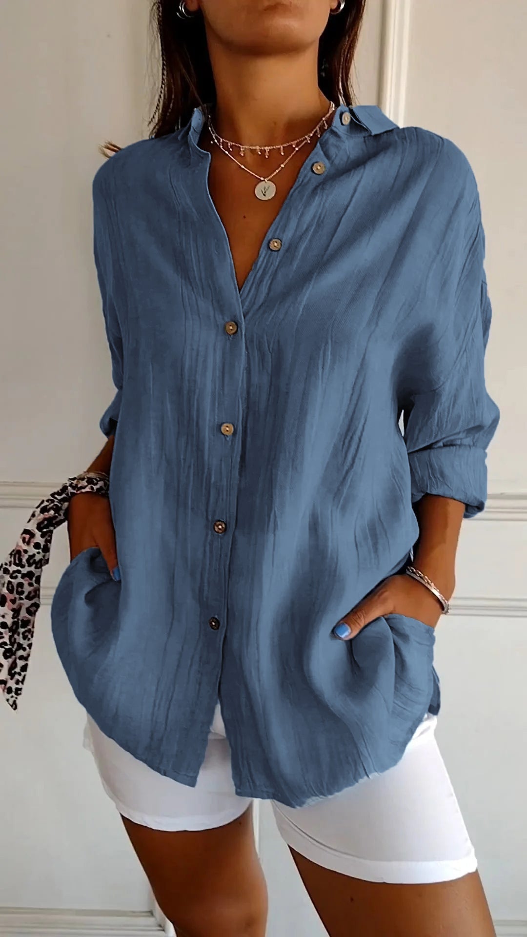 Women's Oversized Long Sleeve Button Down Shirt