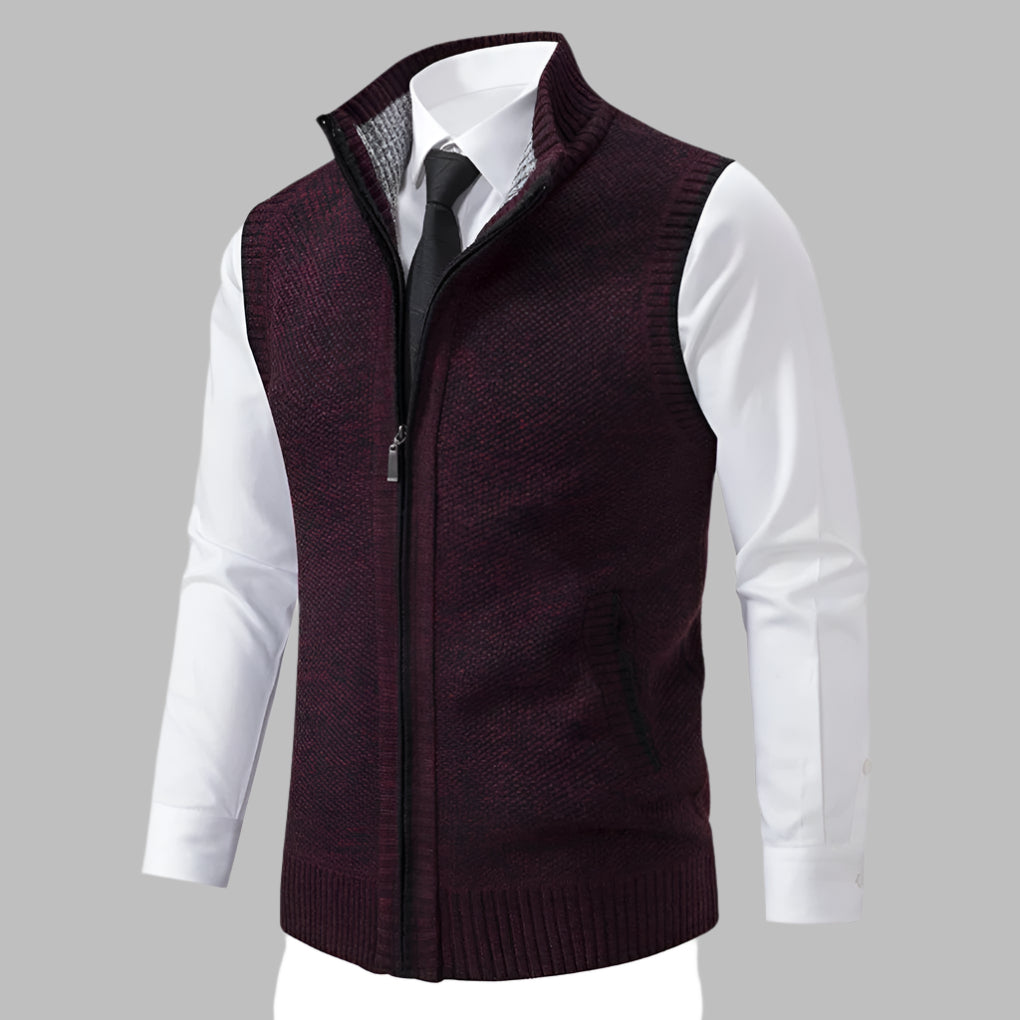 Men's Knit Vest Full-Zip Sweater