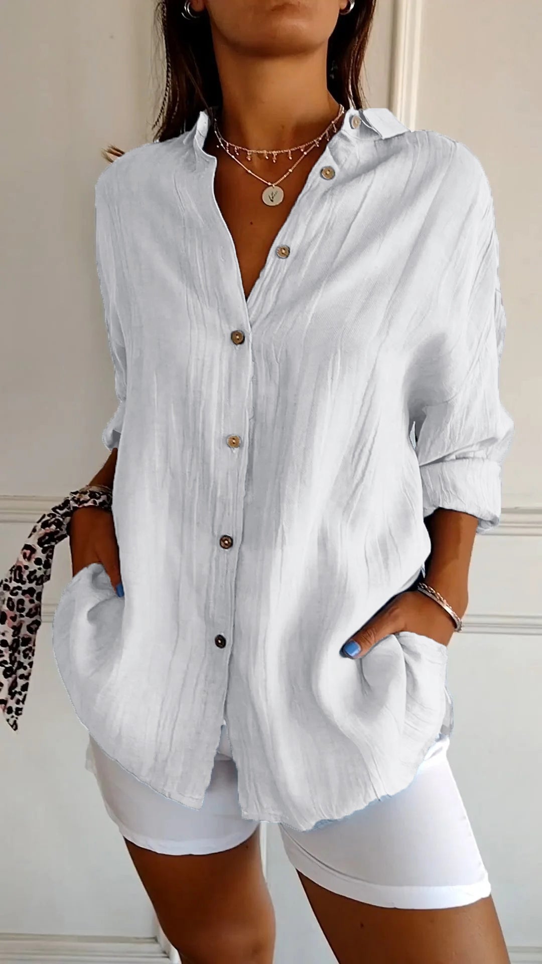 Women's Oversized Long Sleeve Button Down Shirt