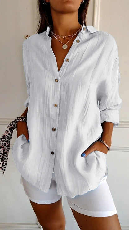 Women's Oversized Long Sleeve Button Down Shirt