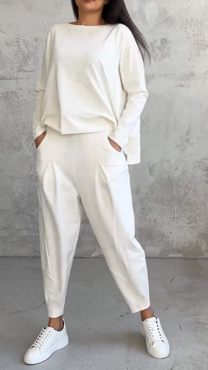 Women's 2 Piece Long Sleeve Lounge Set and Pants - Fashinoza