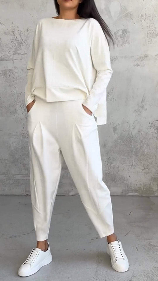 Women's 2 Piece Long Sleeve Lounge Set and Pants - Fashinoza
