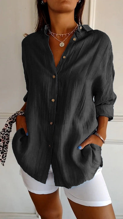 Women's Oversized Long Sleeve Button Down Shirt