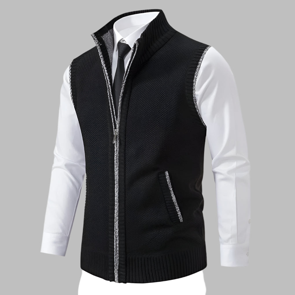Men's Knit Vest Full-Zip Sweater
