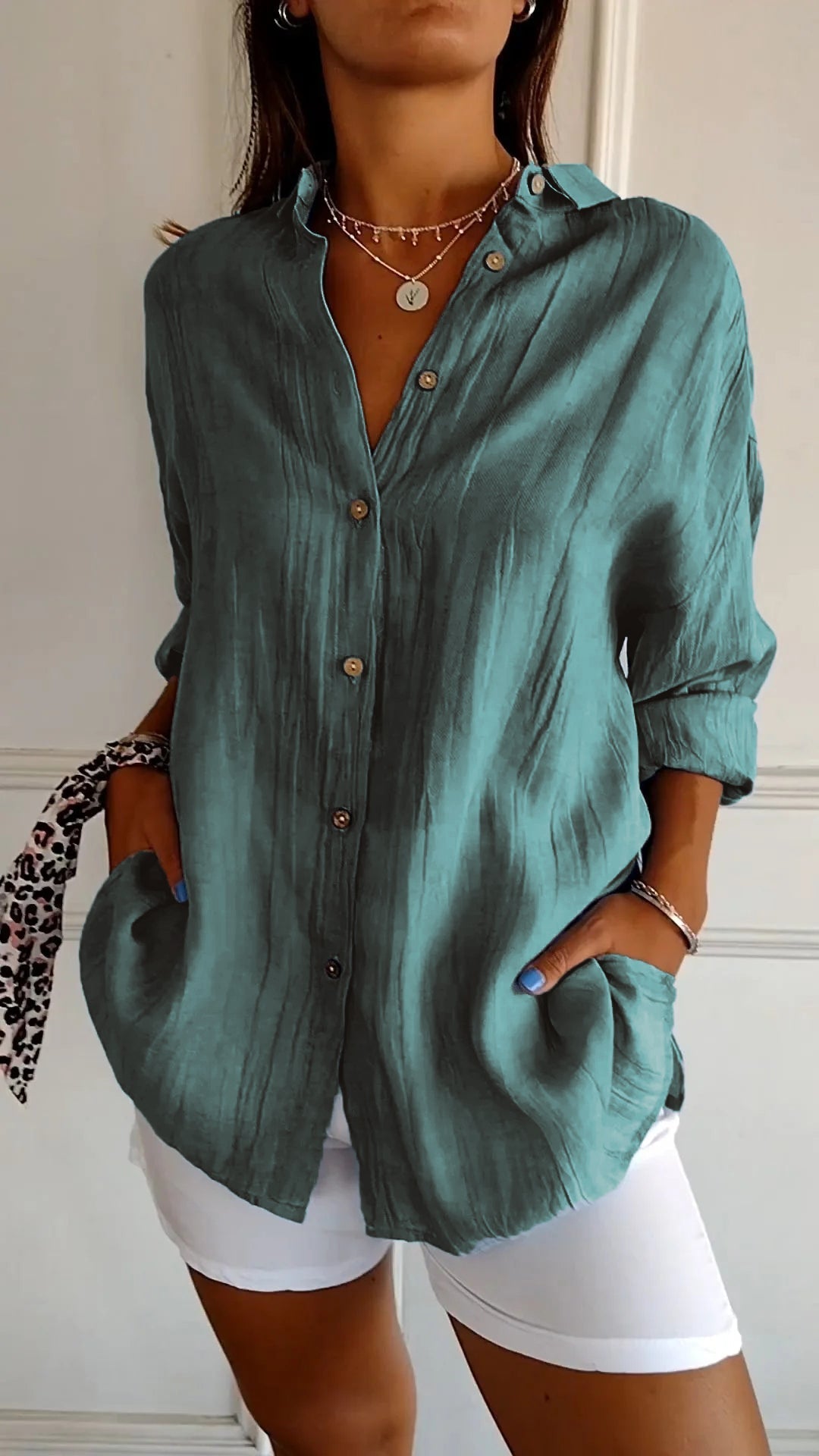 Women's Oversized Long Sleeve Button Down Shirt