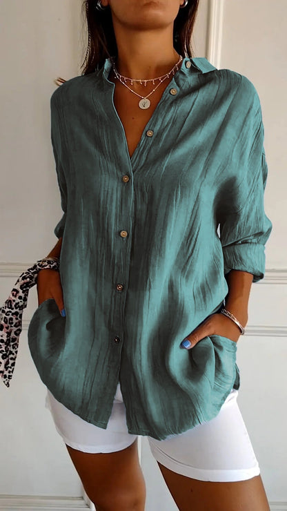 Women's Oversized Long Sleeve Button Down Shirt