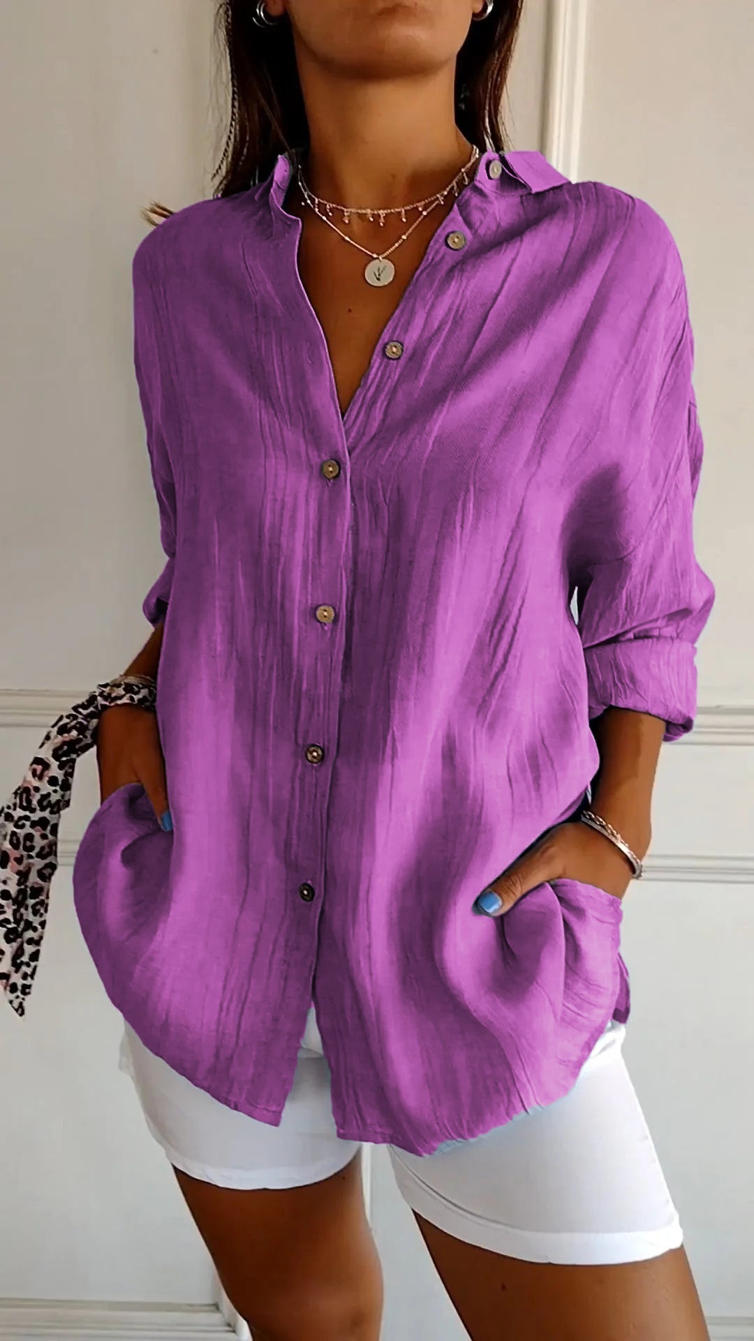 Women's Oversized Long Sleeve Button Down Shirt