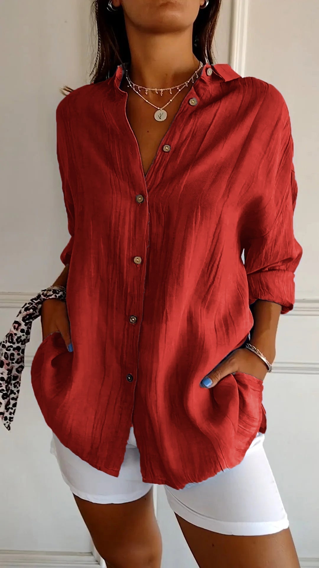 Women's Oversized Long Sleeve Button Down Shirt