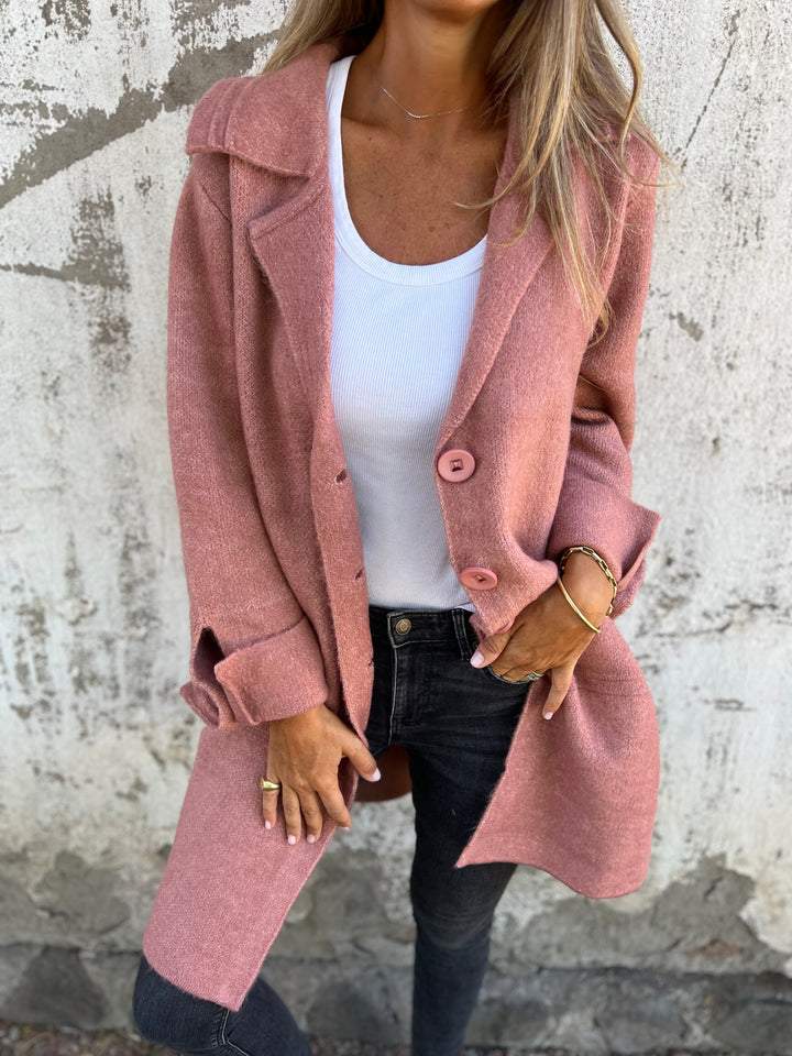 Women's Wool Lapel Coat - Fashinoza