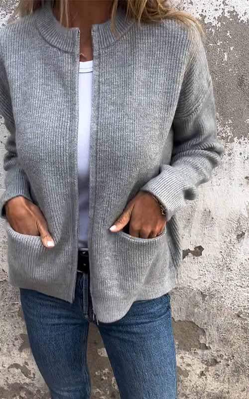 Women’s Zip-Front Knit Cardigan for Everyday Layering