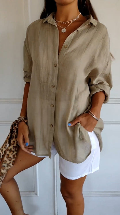 Women's Oversized Long Sleeve Button Down Shirt