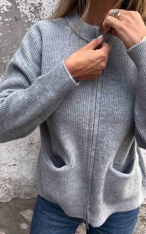Women’s Zip-Front Knit Cardigan for Everyday Layering