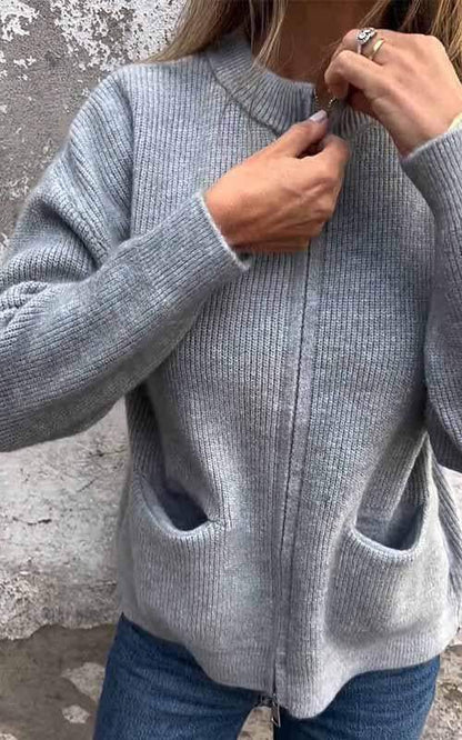 Women’s Zip-Front Knit Cardigan for Everyday Layering