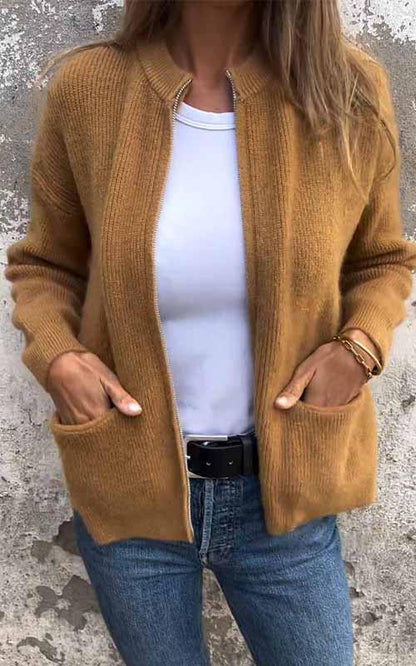 Women’s Zip-Front Knit Cardigan for Everyday Layering