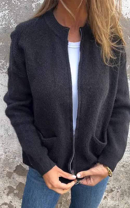 Women’s Zip-Front Knit Cardigan for Everyday Layering