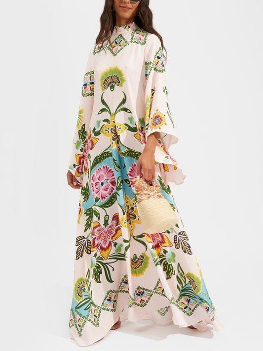 Jillian Women's Floral Maxi Dress Long Sleeve - 
Fashinoza