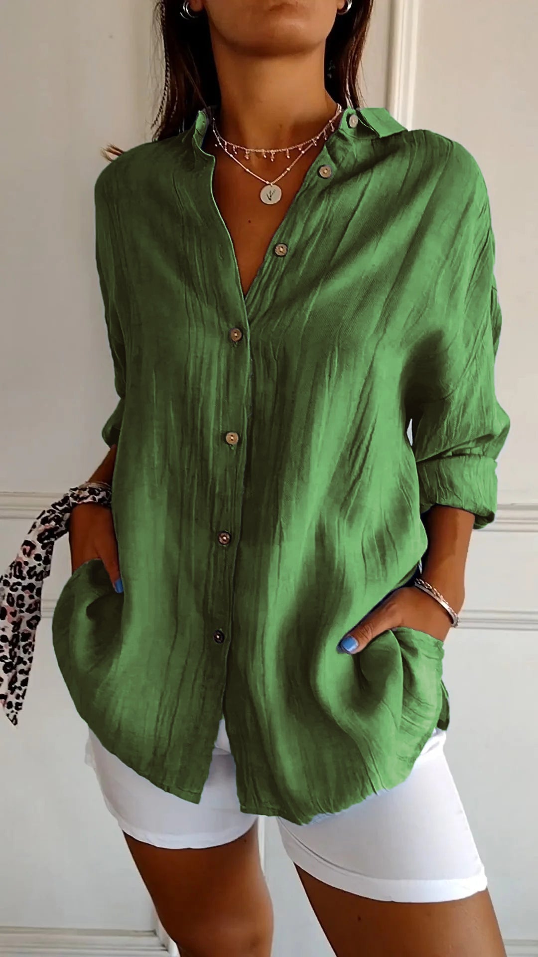 Women's Oversized Long Sleeve Button Down Shirt