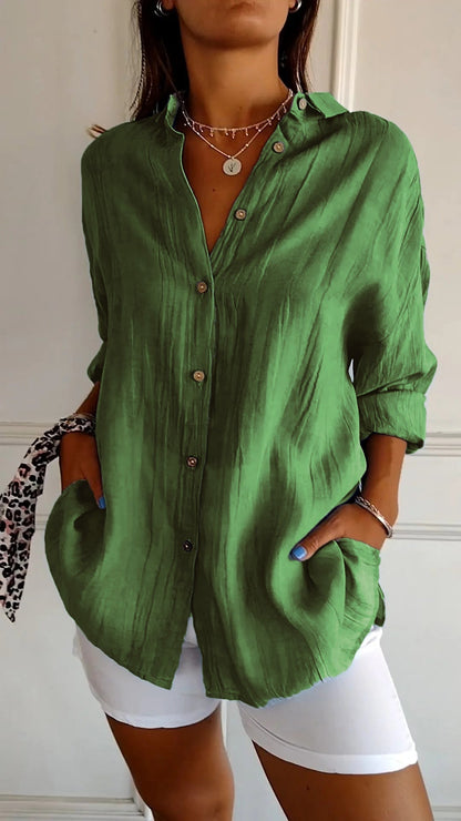 Women's Oversized Long Sleeve Button Down Shirt