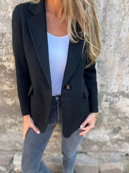 Women's Wool Coat Warm Outerwear Black