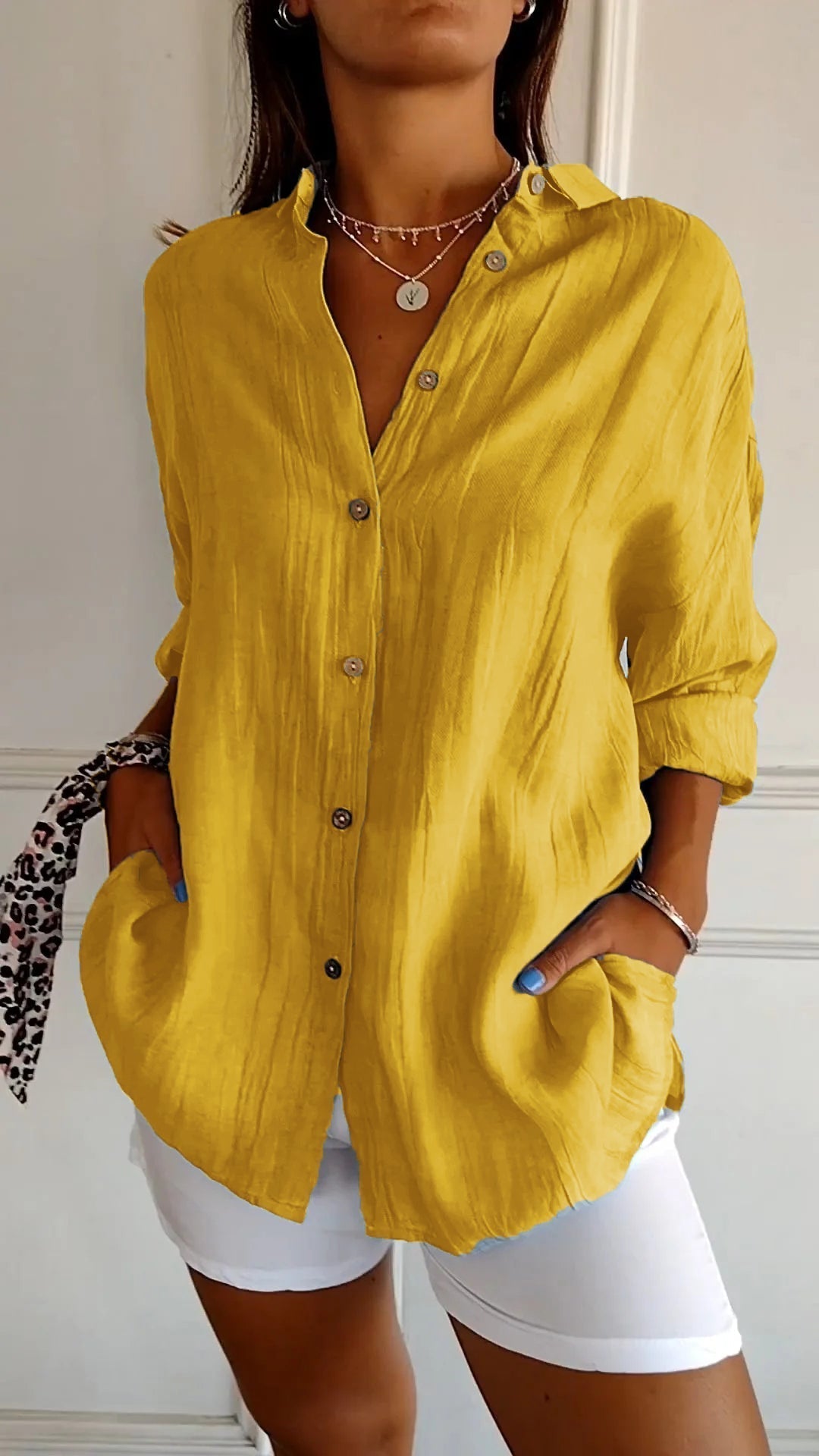 Women's Oversized Long Sleeve Button Down Shirt