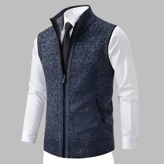Men's Knit Vest Full-Zip Sweater - Fashinoza