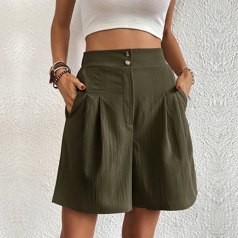 Women's High Waist Wide Leg Shorts Pleated with Pockets