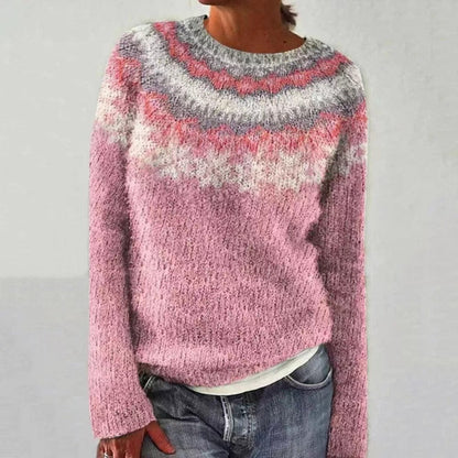 Amelia | Women Winter Patterned Crewneck Sweater