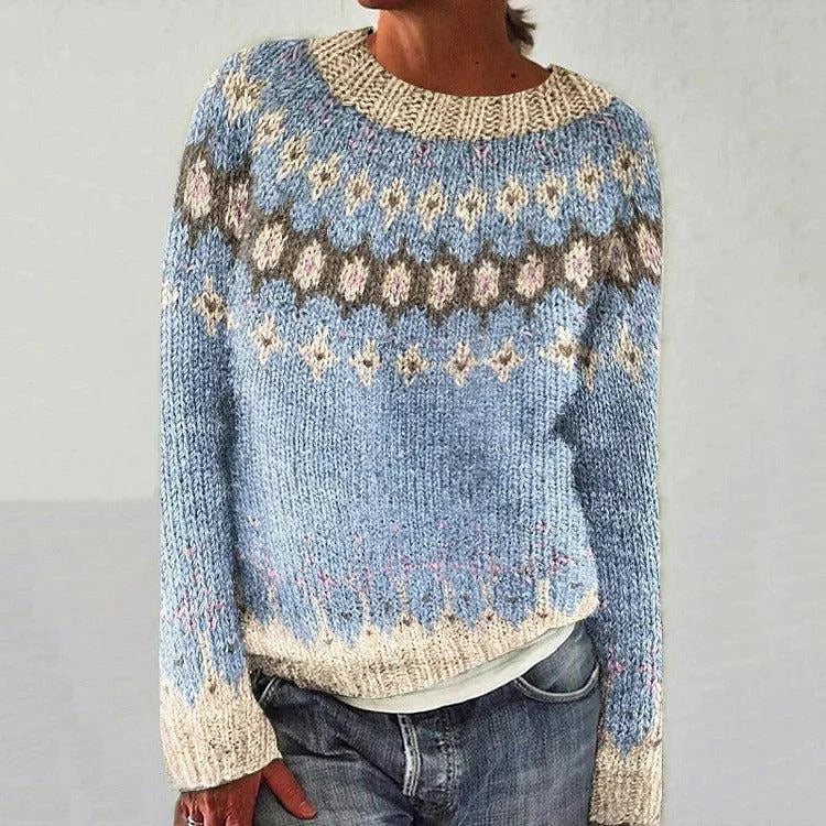 Amelia | Women Winter Patterned Crewneck Sweater