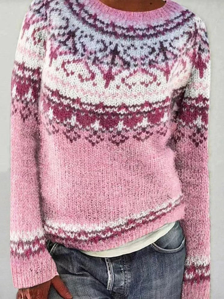 Amelia | Women Winter Patterned Crewneck Sweater