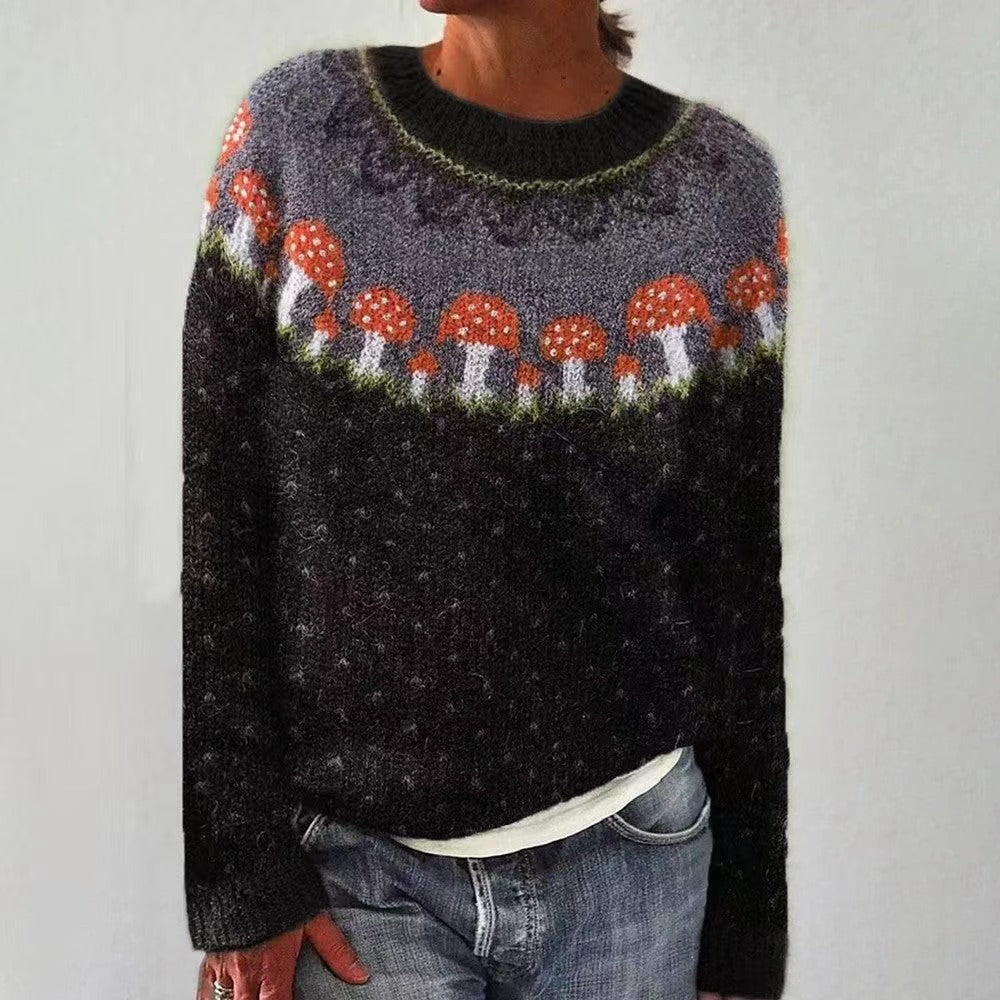 Amelia | Women Winter Patterned Crewneck Sweater
