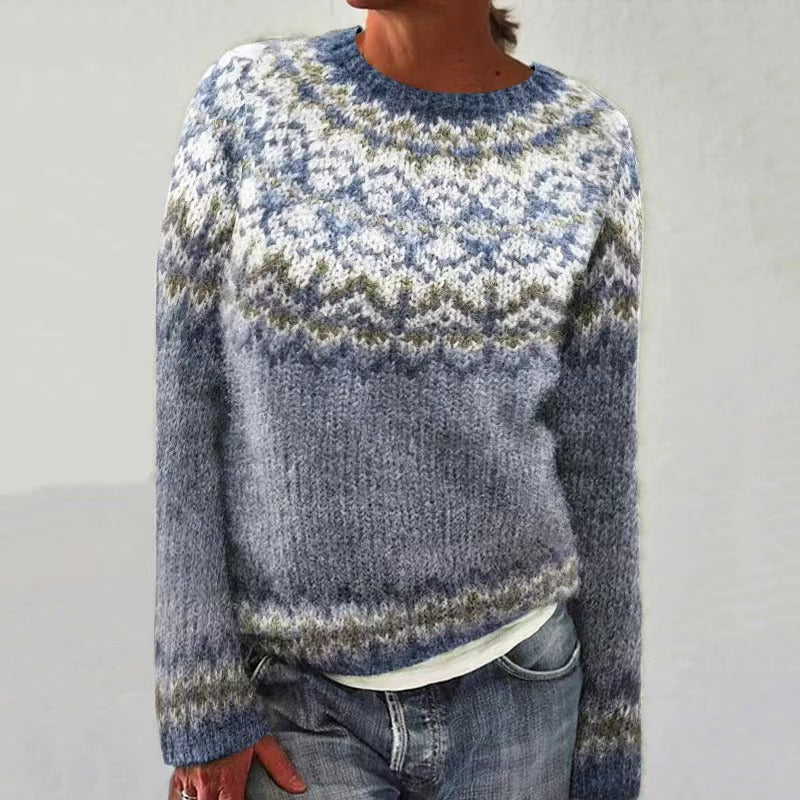 Amelia | Women Winter Patterned Crewneck Sweater