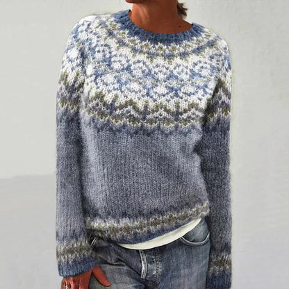 Amelia | Women Winter Patterned Crewneck Sweater