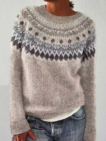 Amelia | Women Winter Patterned Crewneck Sweater