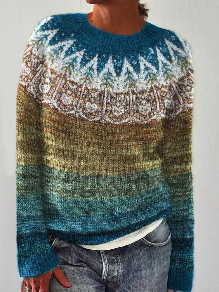 Amelia | Women Winter Patterned Crewneck Sweater