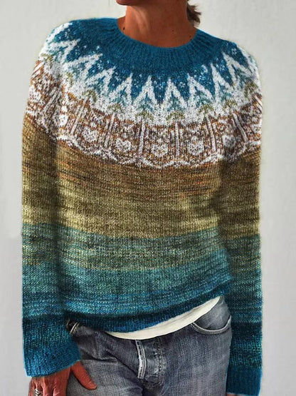 Amelia | Women Winter Patterned Crewneck Sweater