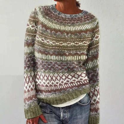 Amelia | Women Winter Patterned Crewneck Sweater