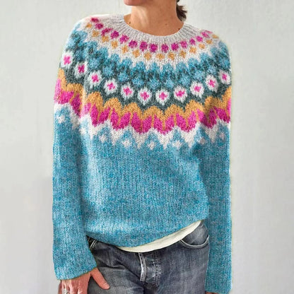 Amelia | Women Winter Patterned Crewneck Sweater